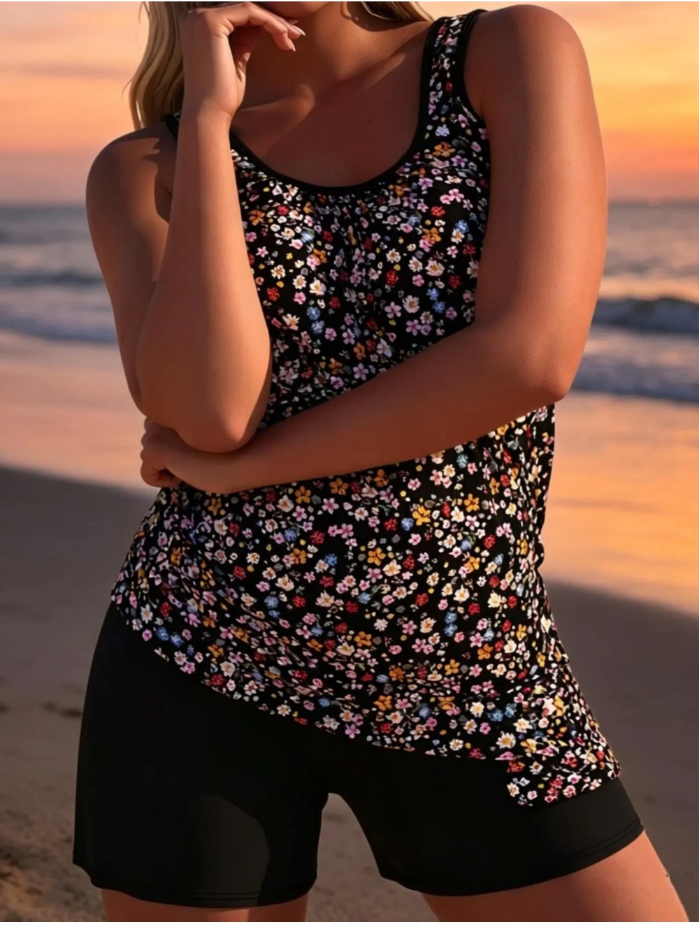 Women 2 Piece Tankini Swimsuit Tummy Control Bathing Suit NWT Plus Size 3XL